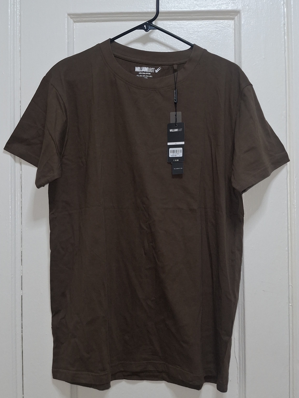 William Rast Mens Olive Green Brown Pima Cotton Crew Neck T-Shirt Sz L NWT Flaws